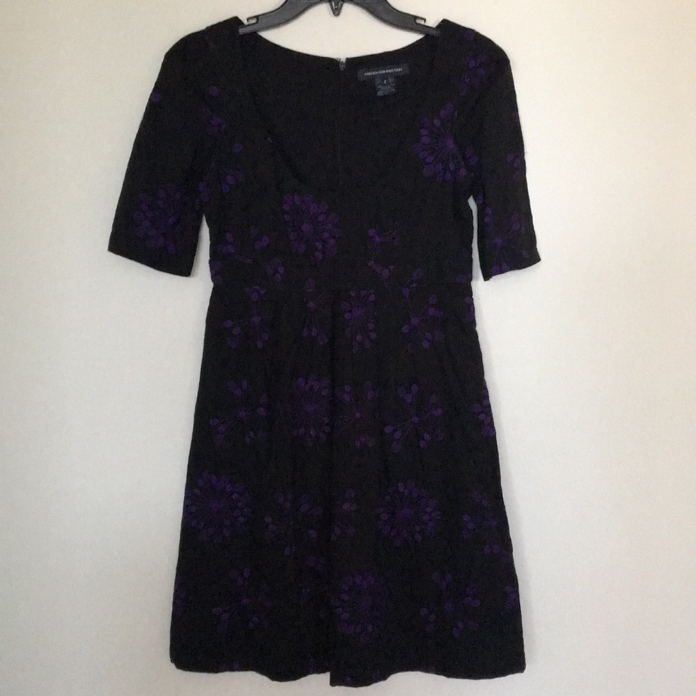French Connection Cotton Floral Embroidered Dress